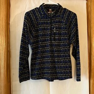 Vintage REI Sz S Blue/Black/Gray Geometric Pattern 1/4 Zip Longsleeve Pullover